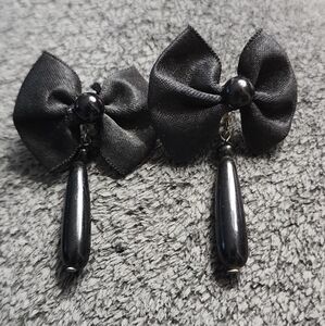 Black Bow Drop Earrings